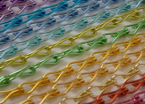 Tirai rantai penghubung, juga disebut sebagai layar rantai terbang atau tirai rantai kait, bahan aluminium anodized