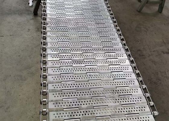 1mm-4mm Plate Belt Conveyor Berlubang Untuk Produk Kepadatan Ringan Dan Tinggi
