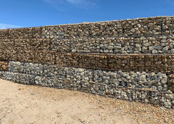 Triple Twist Hexagonal Woven Mesh Fabric Gabion Baskets Hanya Diisi Dengan Batu Alam Untuk Saluran