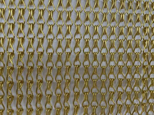 Gold Anodized Aluminium Hook Chain Metal Curtain dengan Ukuran Hook Campuran 1,5 1,6 2,0 mm dalam 6063 Alloy
