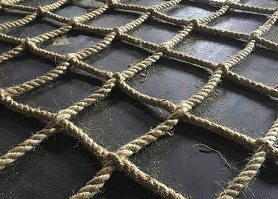 Jaring Pengaman Helideck Tali Sisal 12mm Jaring Pendaratan Helikopter Sesuai CAP 437 untuk Kapal Lepas Pantai
